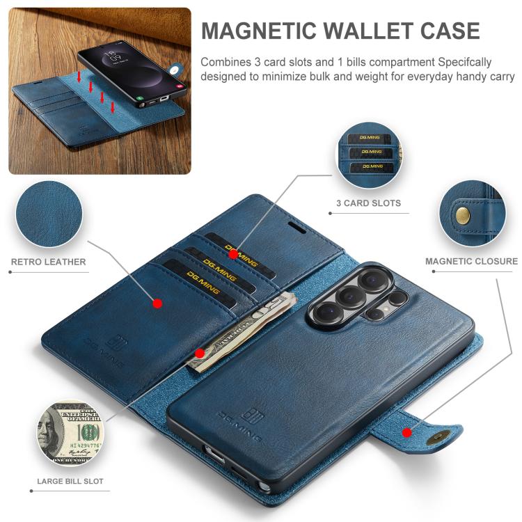 For Samsung Galaxy S26 Ultra 5G DG.MING Crazy Horse Texture Detachable Magnetic Leather Case