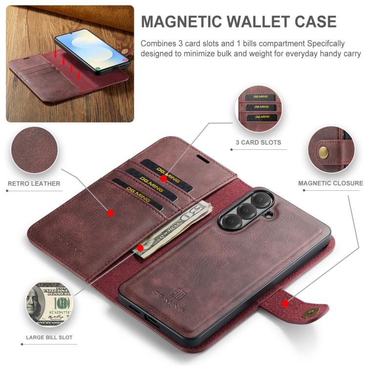 For Samsung Galaxy S26 5G DG.MING Crazy Horse Texture Detachable Magnetic Leather Case