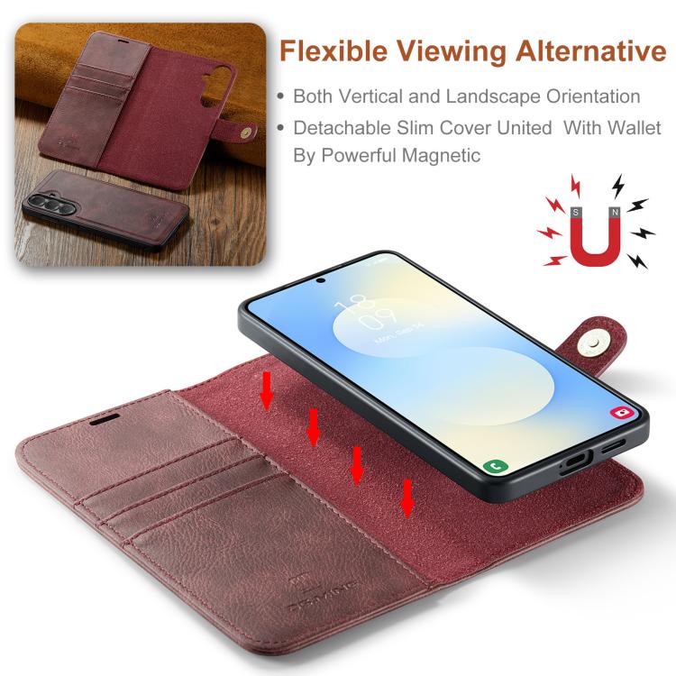 For Samsung Galaxy S26 5G DG.MING Crazy Horse Texture Detachable Magnetic Leather Case