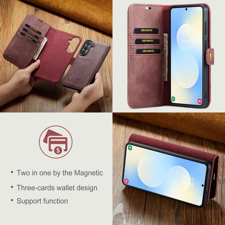 For Samsung Galaxy S26 5G DG.MING Crazy Horse Texture Detachable Magnetic Leather Case