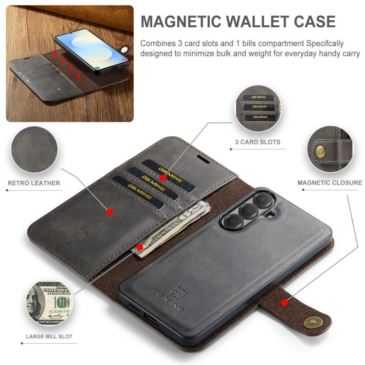For Samsung Galaxy S26 5G DG.MING Crazy Horse Texture Detachable Magnetic Leather Case