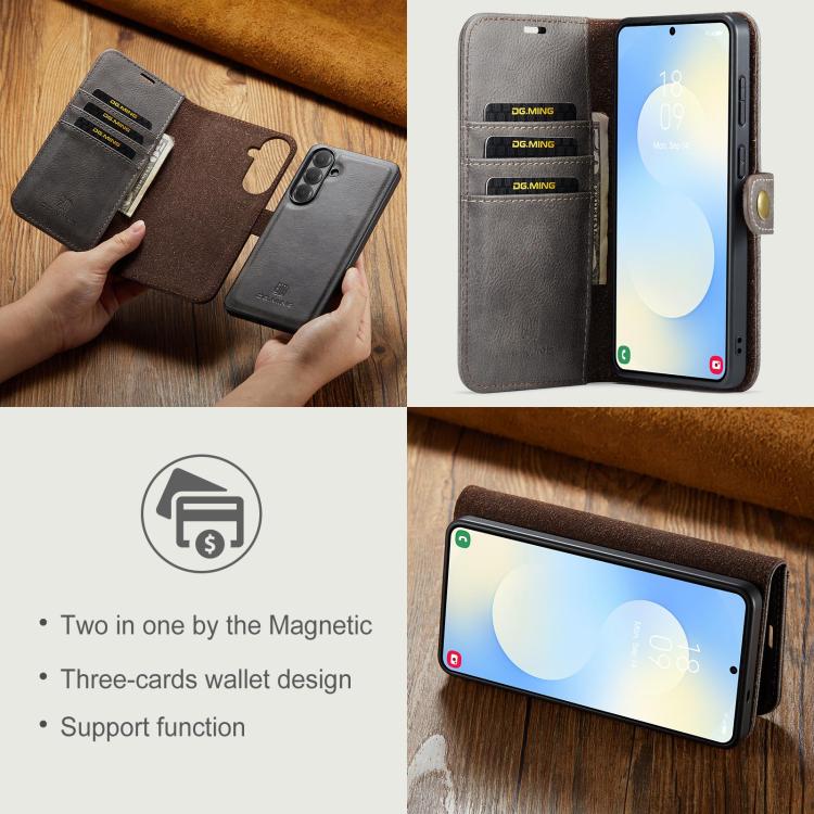 For Samsung Galaxy S26 5G DG.MING Crazy Horse Texture Detachable Magnetic Leather Case