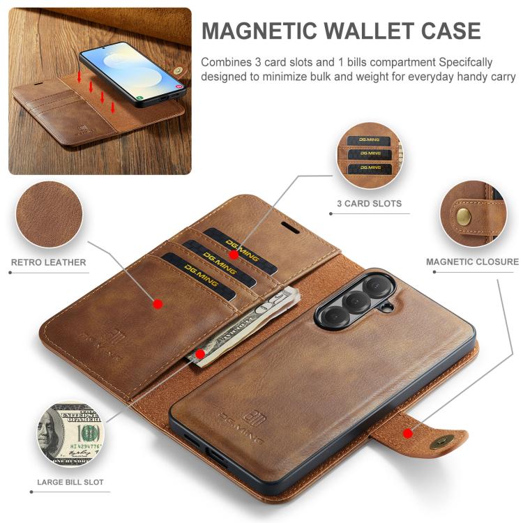 For Samsung Galaxy S26 5G DG.MING Crazy Horse Texture Detachable Magnetic Leather Case