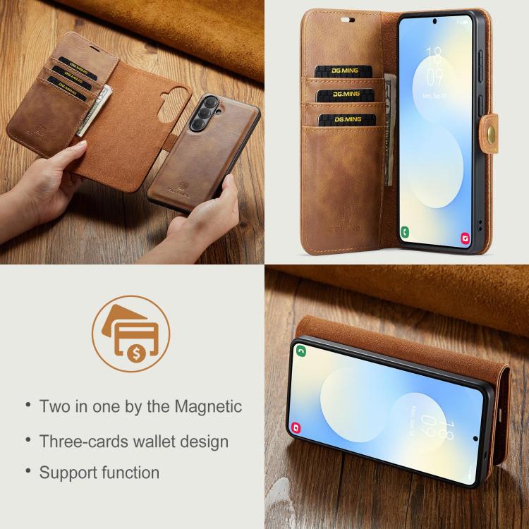 For Samsung Galaxy S26 5G DG.MING Crazy Horse Texture Detachable Magnetic Leather Case