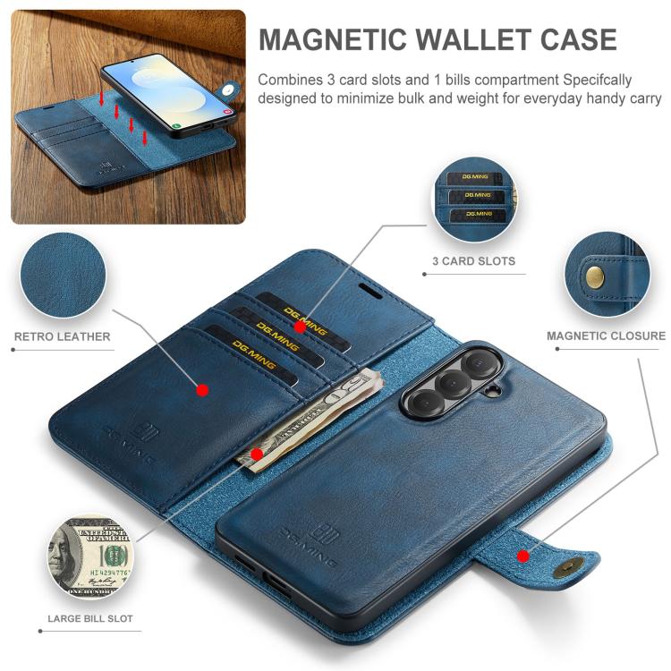 For Samsung Galaxy S26 5G DG.MING Crazy Horse Texture Detachable Magnetic Leather Case