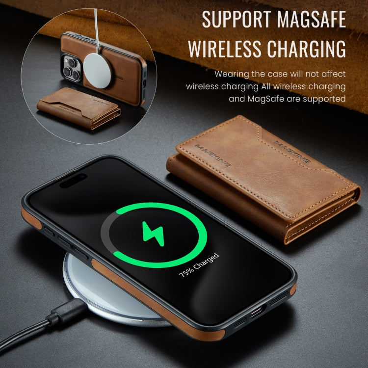 For iPhone 15 Pro Max MAGKING K2 Series MagSafe RFID Card Bag Detachable Phone Case