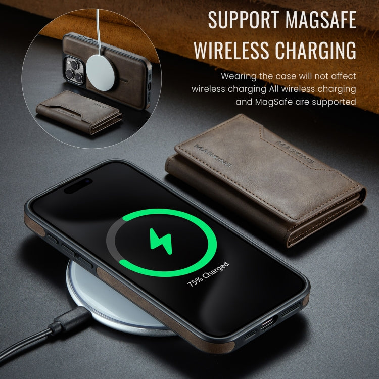 For iPhone 15 Pro Max MAGKING K2 Series MagSafe RFID Card Bag Detachable Phone Case