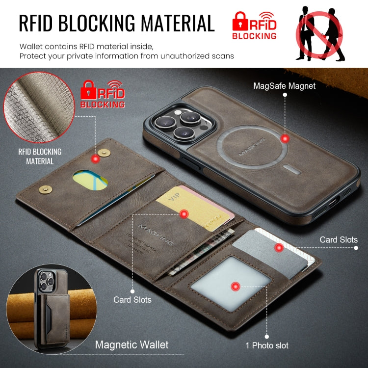 For iPhone 15 Pro Max MAGKING K2 Series MagSafe RFID Card Bag Detachable Phone Case
