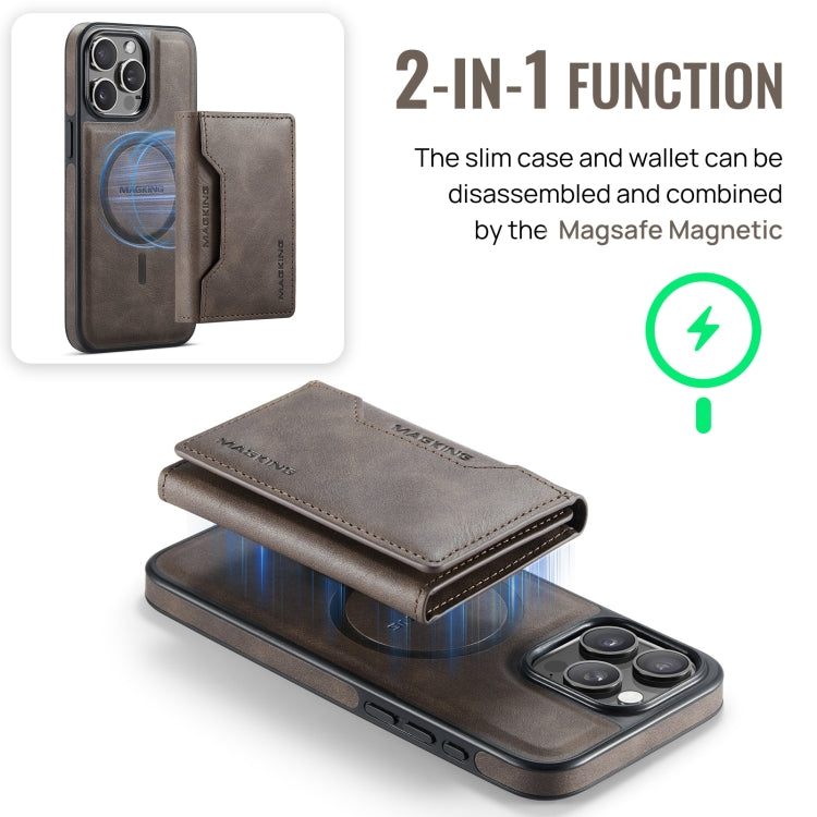For iPhone 15 Pro Max MAGKING K2 Series MagSafe RFID Card Bag Detachable Phone Case