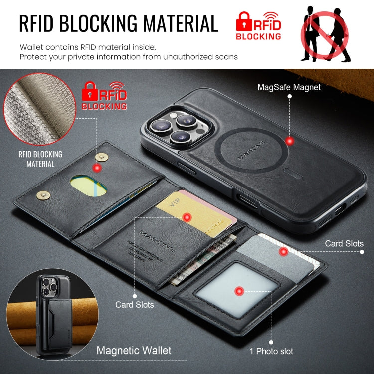 For iPhone 16 Pro MAGKING K2 Series MagSafe RFID Card Bag Detachable Phone Case