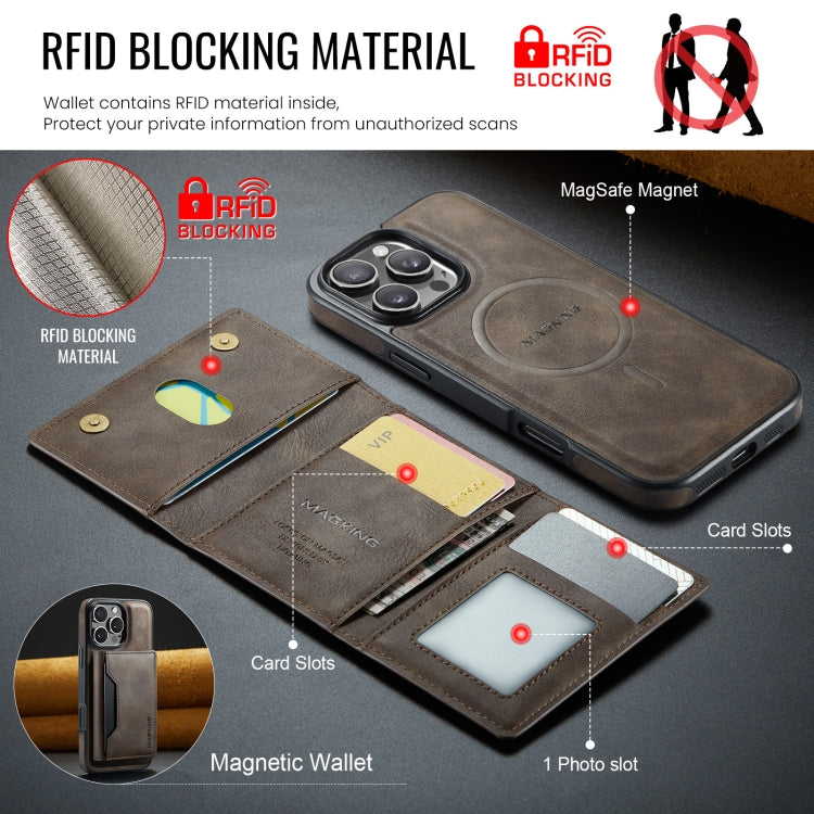 For iPhone 16 Pro MAGKING K2 Series MagSafe RFID Card Bag Detachable Phone Case
