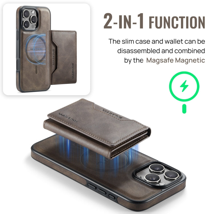 For iPhone 16 Pro MAGKING K2 Series MagSafe RFID Card Bag Detachable Phone Case