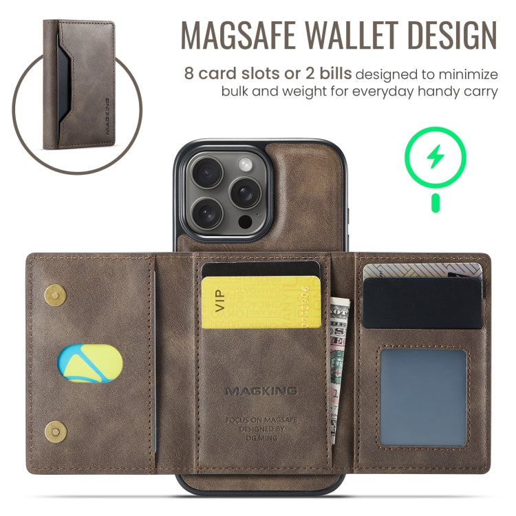 For iPhone 16 Pro MAGKING K2 Series MagSafe RFID Card Bag Detachable Phone Case