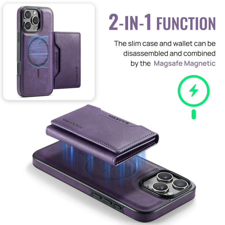For iPhone 16 Pro MAGKING K2 Series MagSafe RFID Card Bag Detachable Phone Case