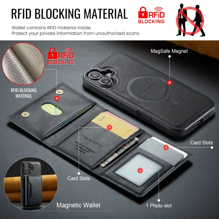 For iPhone 16 Plus MAGKING K2 Series MagSafe RFID Card Bag Detachable Phone Case