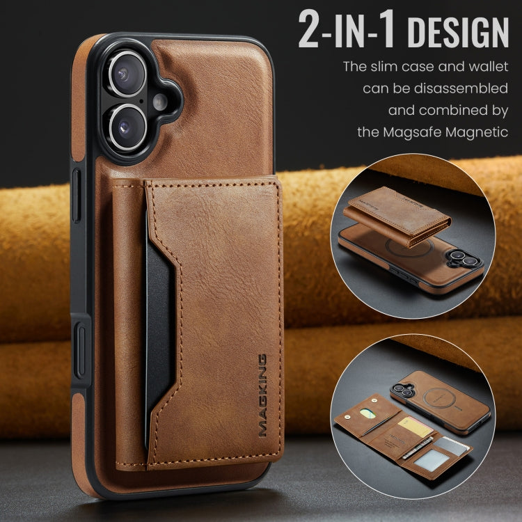 For iPhone 16 Plus MAGKING K2 Series MagSafe RFID Card Bag Detachable Phone Case