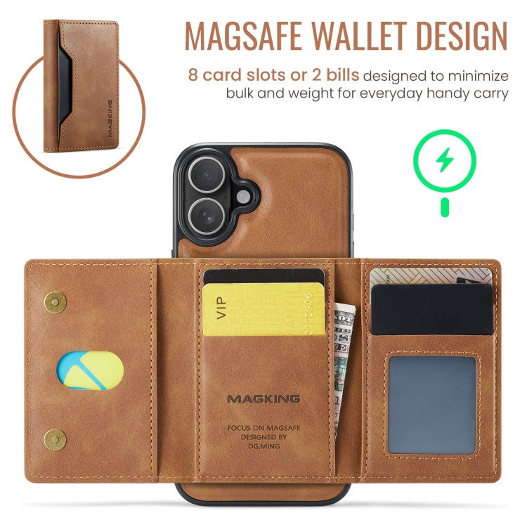 For iPhone 16 Plus MAGKING K2 Series MagSafe RFID Card Bag Detachable Phone Case