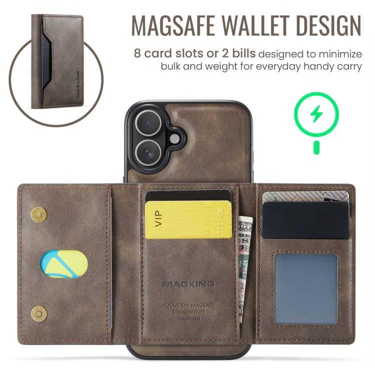 For iPhone 16 Plus MAGKING K2 Series MagSafe RFID Card Bag Detachable Phone Case