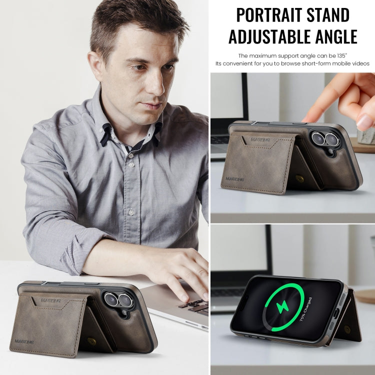For iPhone 16 Plus MAGKING K2 Series MagSafe RFID Card Bag Detachable Phone Case