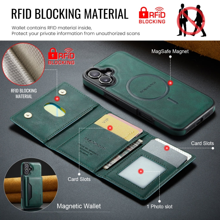 For iPhone 16 Plus MAGKING K2 Series MagSafe RFID Card Bag Detachable Phone Case