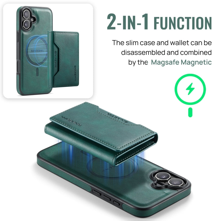 For iPhone 16 Plus MAGKING K2 Series MagSafe RFID Card Bag Detachable Phone Case
