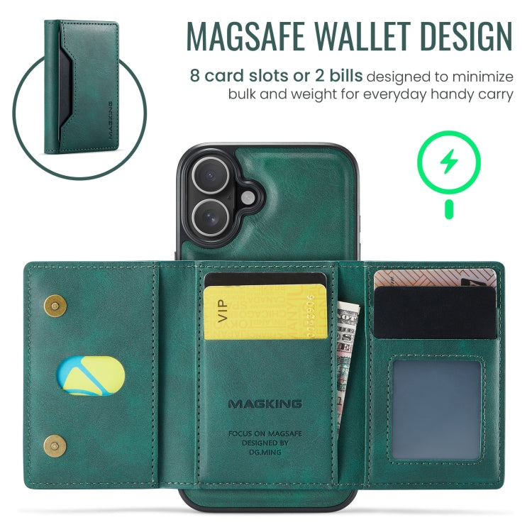 For iPhone 16 Plus MAGKING K2 Series MagSafe RFID Card Bag Detachable Phone Case