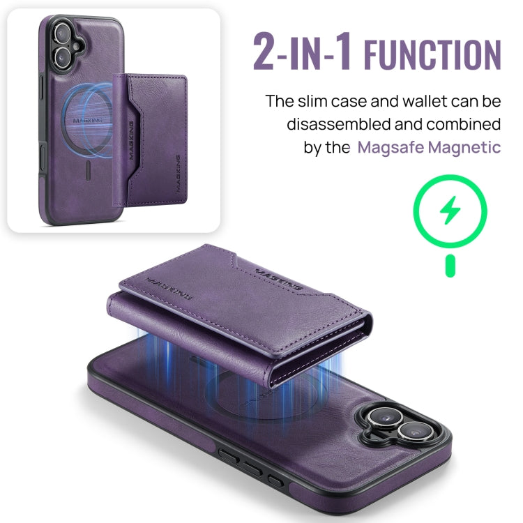 For iPhone 16 Plus MAGKING K2 Series MagSafe RFID Card Bag Detachable Phone Case