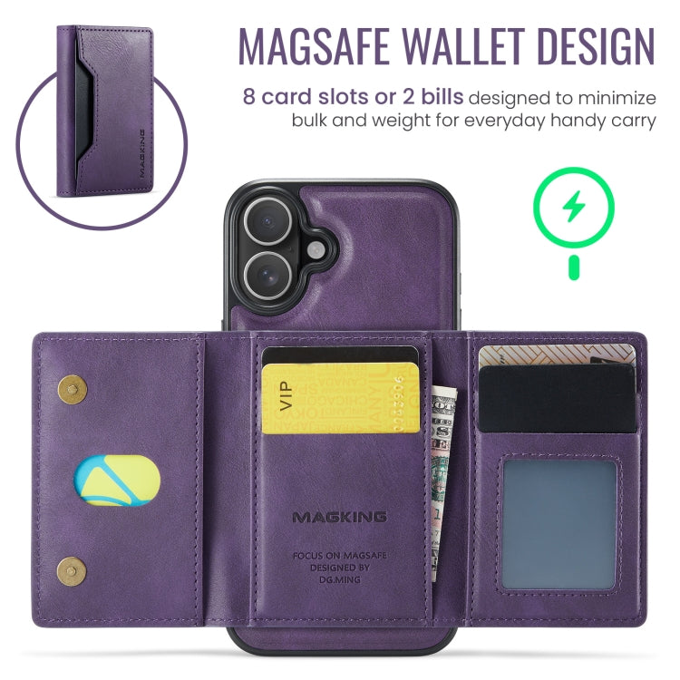 For iPhone 16 Plus MAGKING K2 Series MagSafe RFID Card Bag Detachable Phone Case
