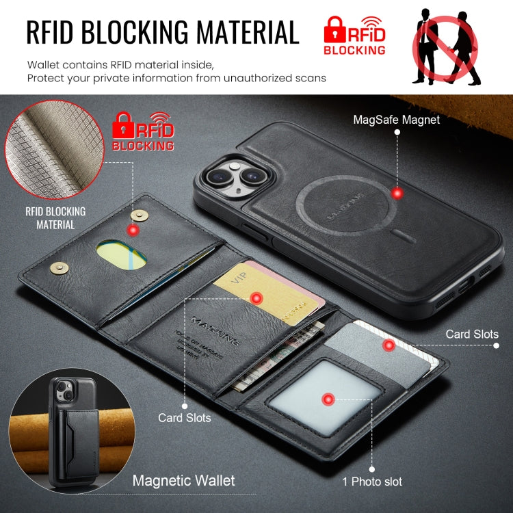 For iPhone 14 Plus MAGKING K2 Series MagSafe RFID Card Bag Detachable Phone Case