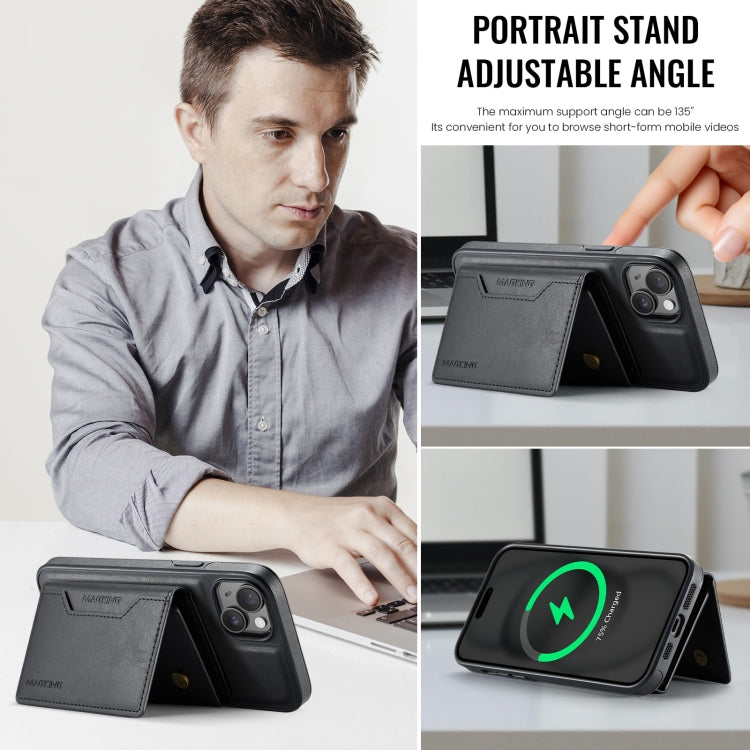 For iPhone 14 Plus MAGKING K2 Series MagSafe RFID Card Bag Detachable Phone Case