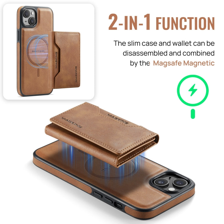For iPhone 14 Plus MAGKING K2 Series MagSafe RFID Card Bag Detachable Phone Case