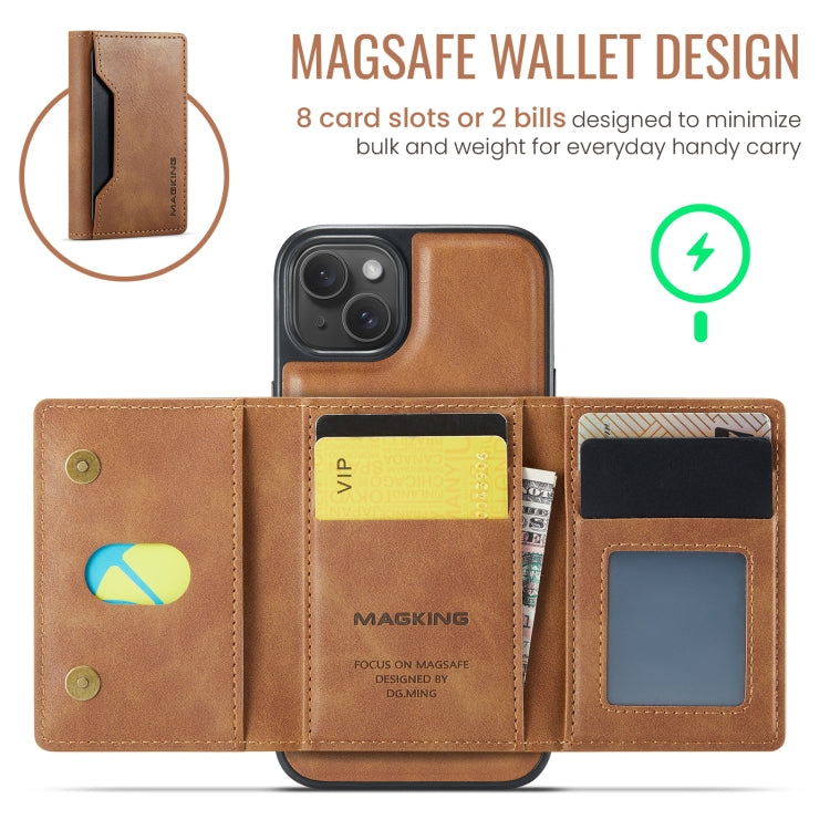 For iPhone 14 Plus MAGKING K2 Series MagSafe RFID Card Bag Detachable Phone Case