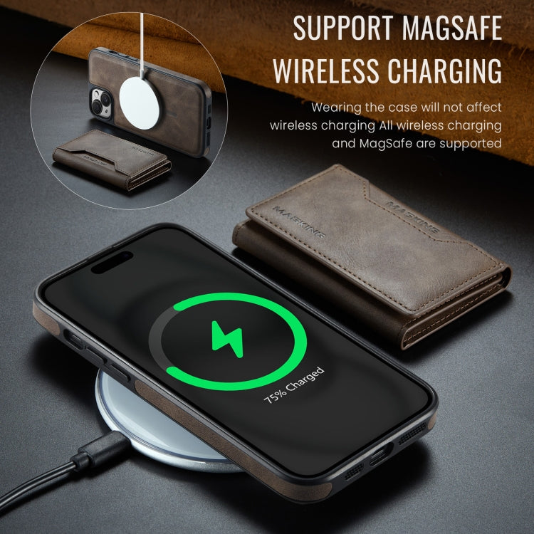 For iPhone 14 Plus MAGKING K2 Series MagSafe RFID Card Bag Detachable Phone Case