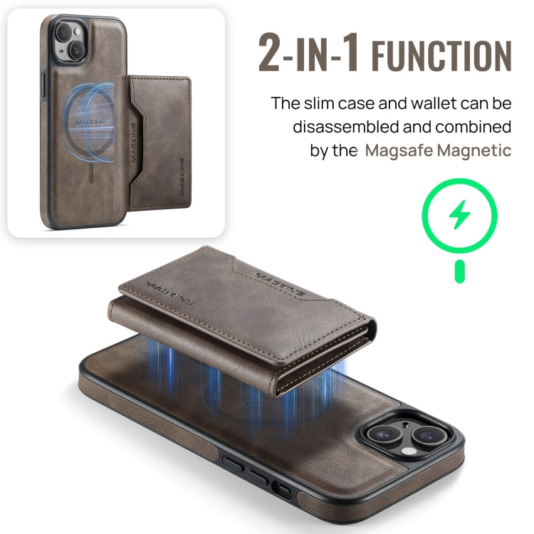 For iPhone 14 Plus MAGKING K2 Series MagSafe RFID Card Bag Detachable Phone Case