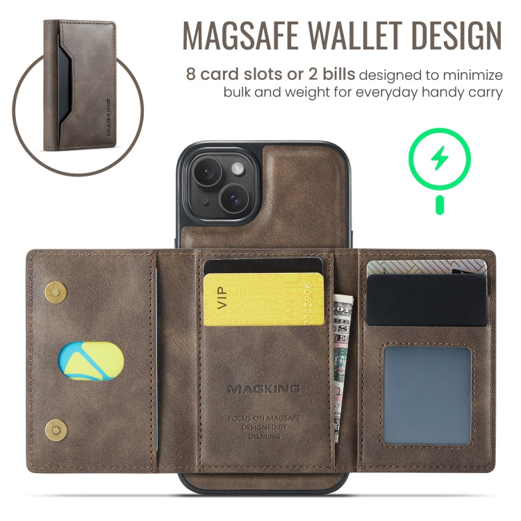 For iPhone 14 Plus MAGKING K2 Series MagSafe RFID Card Bag Detachable Phone Case