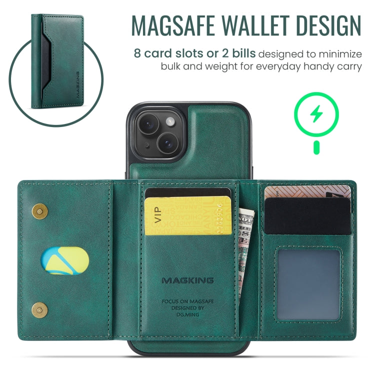 For iPhone 14 Plus MAGKING K2 Series MagSafe RFID Card Bag Detachable Phone Case