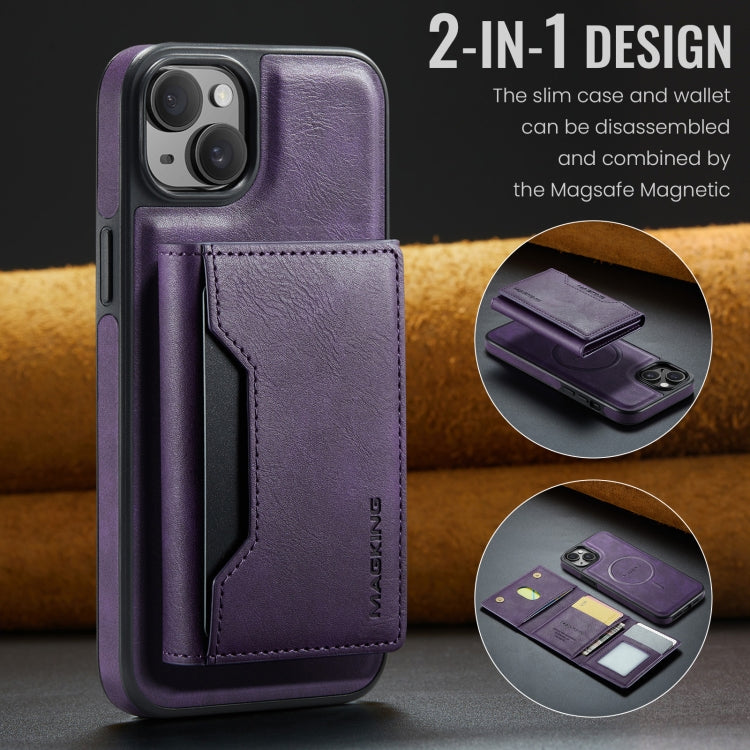 For iPhone 14 Plus MAGKING K2 Series MagSafe RFID Card Bag Detachable Phone Case