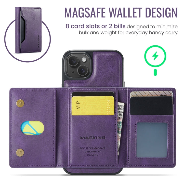 For iPhone 14 Plus MAGKING K2 Series MagSafe RFID Card Bag Detachable Phone Case