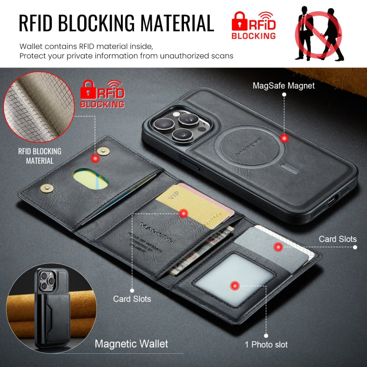 For iPhone 14 Pro MAGKING K2 Series MagSafe RFID Card Bag Detachable Phone Case