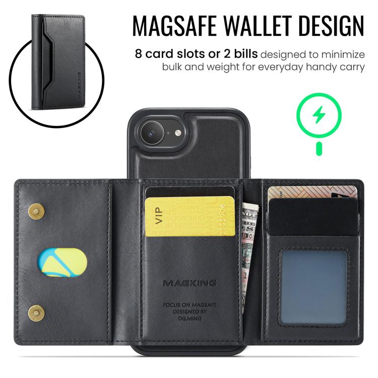 For iPhone 17e / 16e MAGKING K2 Series MagSafe RFID Card Bag Detachable Phone Case