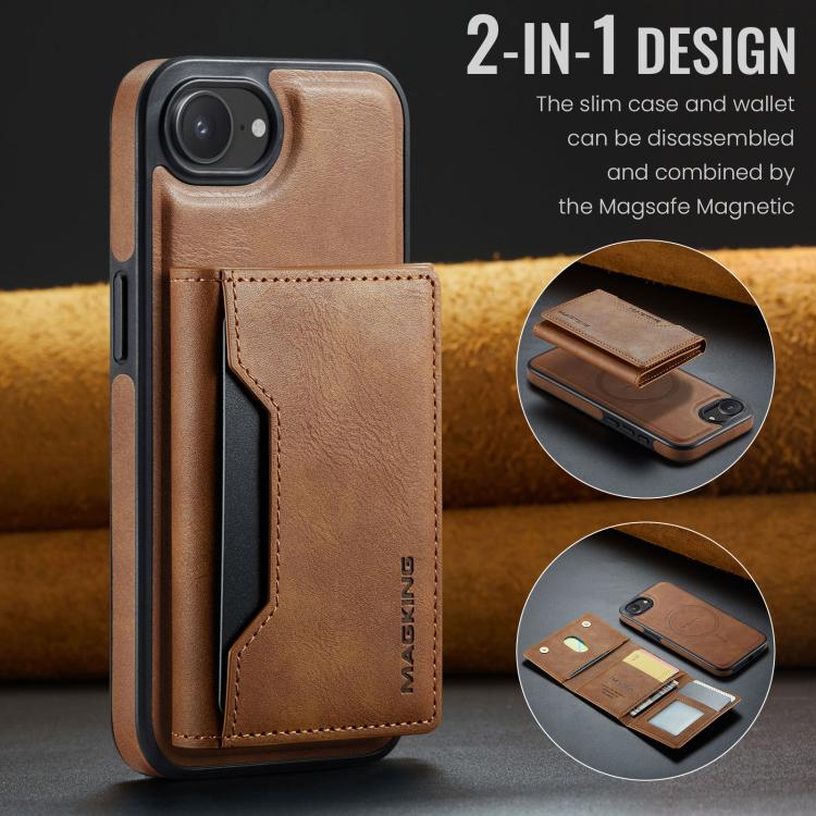 For iPhone 17e / 16e MAGKING K2 Series MagSafe RFID Card Bag Detachable Phone Case