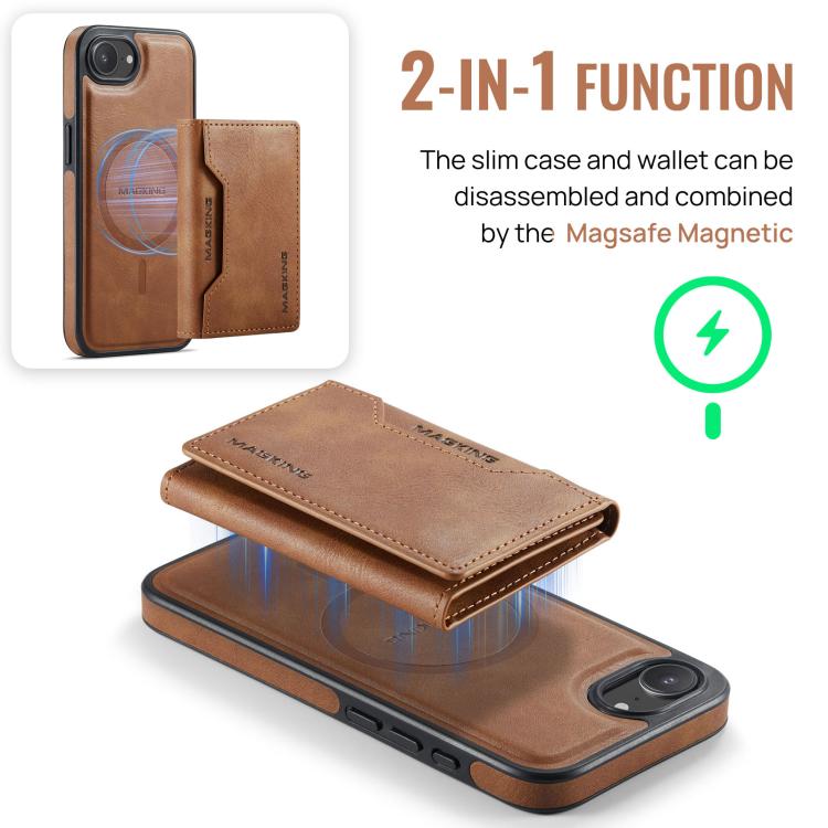For iPhone 17e / 16e MAGKING K2 Series MagSafe RFID Card Bag Detachable Phone Case
