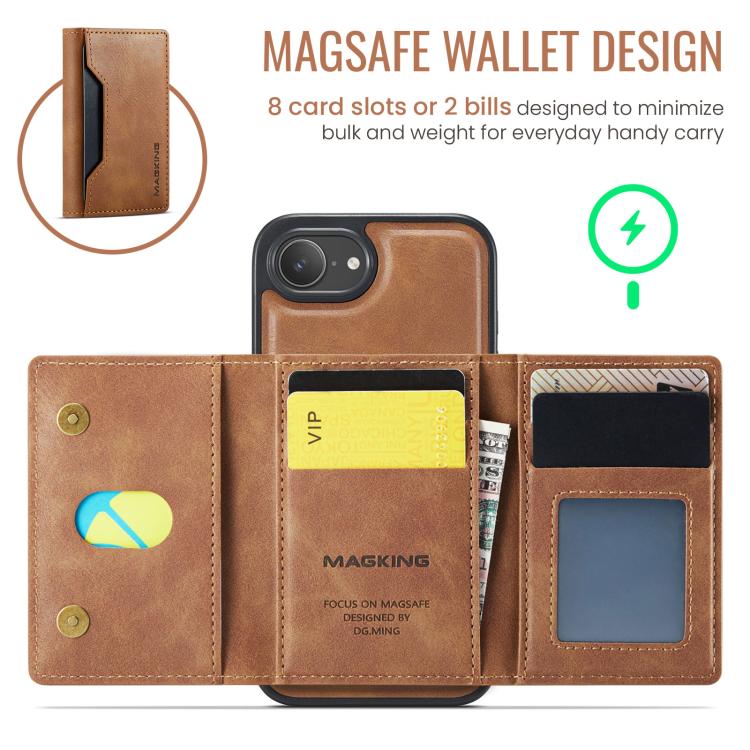 For iPhone 17e / 16e MAGKING K2 Series MagSafe RFID Card Bag Detachable Phone Case