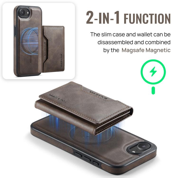 For iPhone 17e / 16e MAGKING K2 Series MagSafe RFID Card Bag Detachable Phone Case