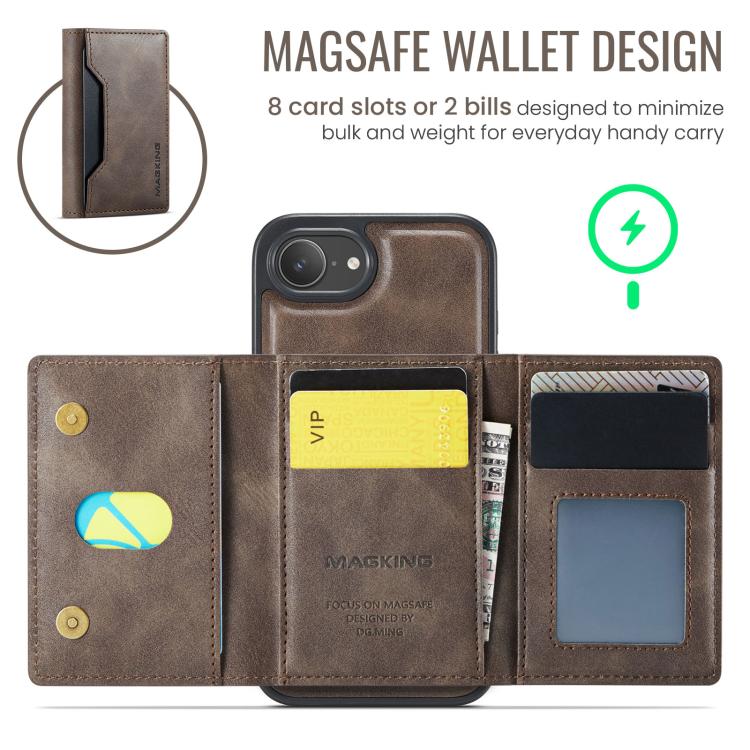 For iPhone 17e / 16e MAGKING K2 Series MagSafe RFID Card Bag Detachable Phone Case