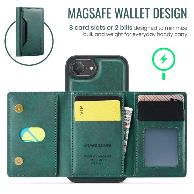 For iPhone 17e / 16e MAGKING K2 Series MagSafe RFID Card Bag Detachable Phone Case