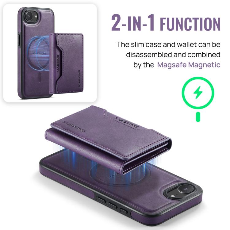 For iPhone 17e / 16e MAGKING K2 Series MagSafe RFID Card Bag Detachable Phone Case
