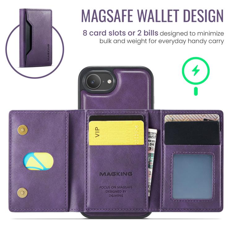For iPhone 17e / 16e MAGKING K2 Series MagSafe RFID Card Bag Detachable Phone Case