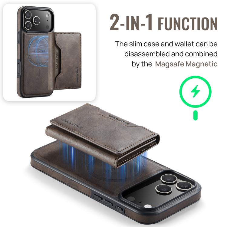 For iPhone 17 Pro Max MAGKING K2 Series MagSafe RFID Card Bag Detachable Phone Case