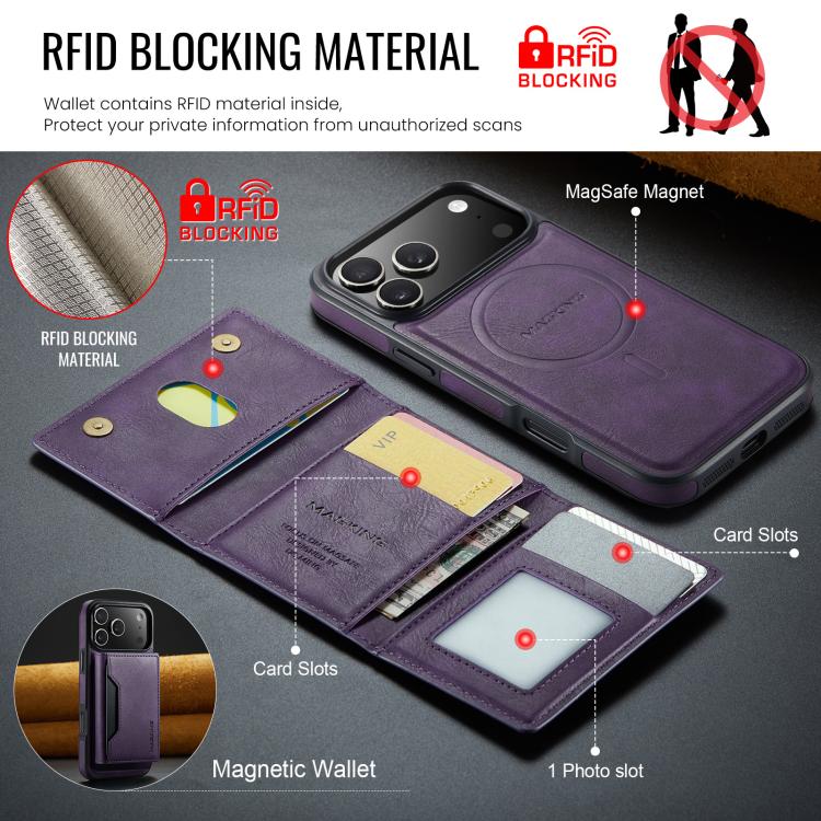 For iPhone 17 Pro Max MAGKING K2 Series MagSafe RFID Card Bag Detachable Phone Case